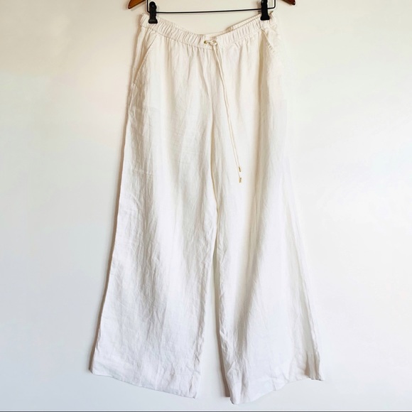 MICHAEL Michael Kors White Linen Wide Leg Pant - Picture 2 of 8